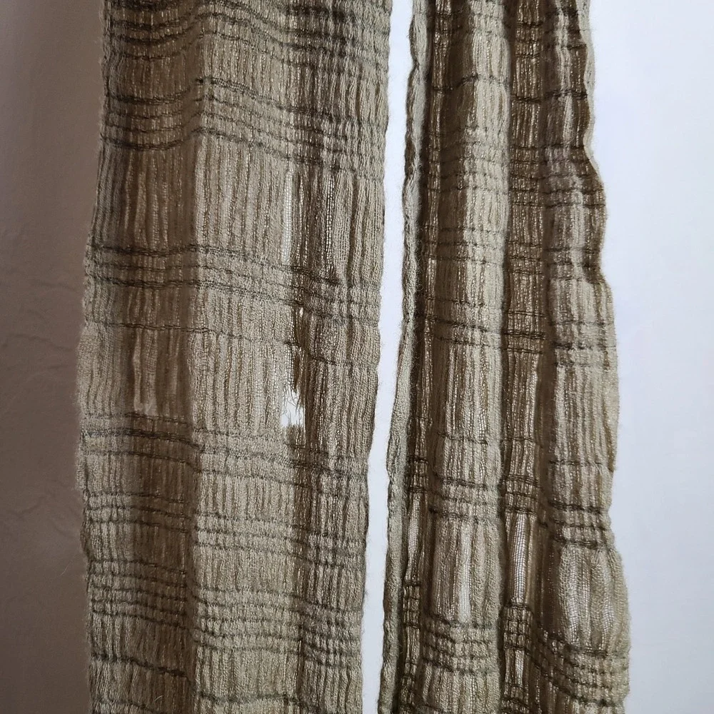 JIGSAW Stone Brown Wool Blend Scarf Fringe Sequins Gypsy Festival Global Artisan
